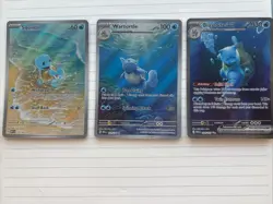 2023 Pokemon Squirtle, Wartortle, & Blastoise EX Scarlet & Violet 151 IR/SIR Set - Image 1