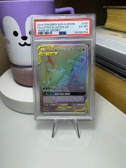 2019 POKEMON SUN & MOON TEAM UP LATIAS & LATIOS RAINBOW GX #190 PSA 6 - Image 1