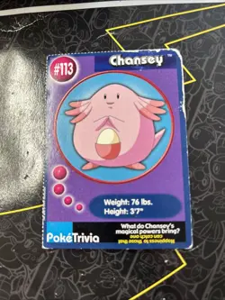 1999 Pokemon Poketrivia Chansey 113 Mewtwo Strikes Back Burger King - Image 1