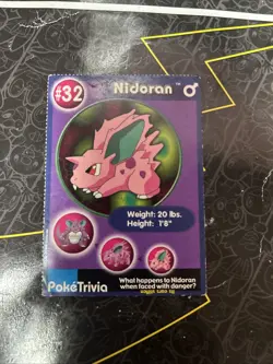 NIDORAN 32 1999 Pokemon Poketrivia Mewtwo Strikes Back Burger King - Image 1