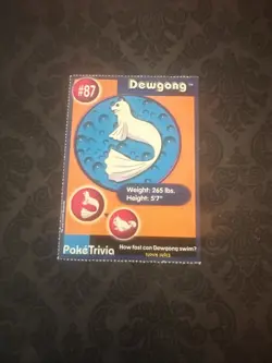 Dewgong #87 Mewtwo Strikes Back Burger King PokeTrivia Vintage Pokemon Card D1 - Image 1
