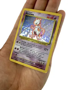 Vintage 1999 Pokemon TCG “Mewtwo” 10/102 Base Set Holo Card (Heavily Played) - Image 3
