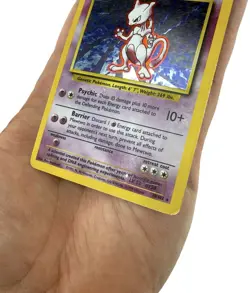 Vintage 1999 Pokemon TCG “Mewtwo” 10/102 Base Set Holo Card (Heavily Played) - Image 4