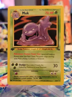 Pokemon Vintage 1st Edition Non-Holo Rare Muk Fossil 28/62 WotC 1999 - Image 1