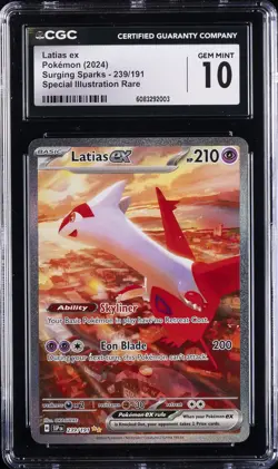 2024 POKEMON SURGING SPARKS SPECIAL ILLUSTRATION RARE LATIAS EX CGC 10 GEM MINT - Image 1