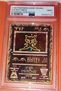 2000 Pokemon Ancient Mew PSA 9 MINT Pokemon Movie Game Promo Double Holo Card - Image 1