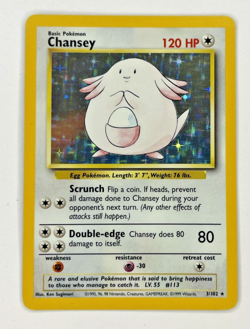 Pokemon TCG Chansey Base Set Holo Unlimited Rare Card 3/102 LP/NM Condition - Image 1