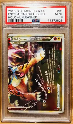 Entei & Raikou - 90/95 + 91/95 - Legend - Unleashed - Pokemon Card - PSA 9/9 - Image 2