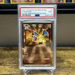 2021 Pokemon Celebrations UPC Charizard Gold Metal Card #4 PSA 9 - Image 1