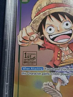 Monkey D. Luffy P-037 One Piece Promo Card TCG 1st Anniversary Stamp Foil PSA 9 - Image 3