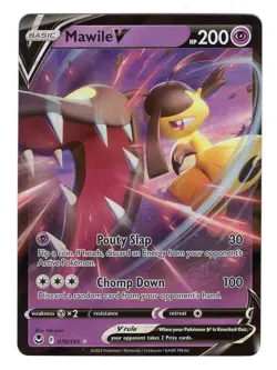 Pokemon TCG Mawile V SWSH Silver Tempest 070/195 Ultra Holo Rare Card NM - Image 1