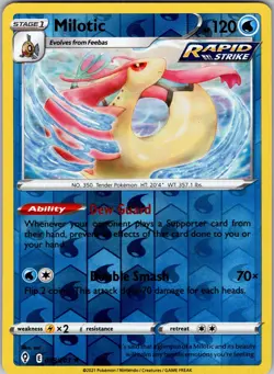 Pokemon TCG Milotic SWSH Evolving Skies 038/203 Reverse Holo Rare Card NM - Image 1