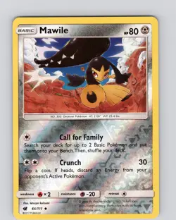 Pokemon TCG Mawile S&M Crimson Invasion 64/111 Reverse Holo Uncommon Card LP-NM - Image 1