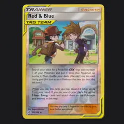 Red & Blue 202/236 Cosmic Eclipse Tag Team Reverse Holo Pokemon TCG NM 🔥 - Image 1