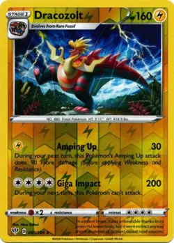 Pokemon - Dracozolt - 065/189 - Rare - Reverse Holo - Sword & Shield - Darkness - Image 1