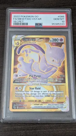 MEWTWO VSTAR 2022 Pokemon #086/078 PSA 10 GEM MINT Pokemon GO GOLD SECRET RARE - Image 1