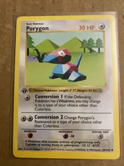 Pokemon TCG Porygon Base Set 39/102 1st Edition Never Played Near Mint - Image 1