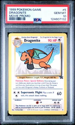 1999 POKEMON GAME MOVIE MOVIE PROMO #5 DRAGONITE PSA 10 - Image 1