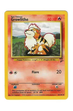 Growlithe (42/130) Base Set 2 WotC 2000 Pokemon Card NM Vintage TCG - Image 1