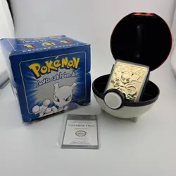 Pokemon Mewtwo 23 Karat Gold Plated Trading Card in Poke Ball with Certificate - Image 1