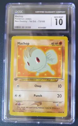 2002 Pokemon TCG Machop Neo Destiny 73/105 CGC 10 Gem Mint - Image 1