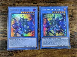 YU-GI-OH ILLUSION OF CHAOS 2 CARD LOT ULTRA & SECRET RARE MP23/RA02 NM - Image 1