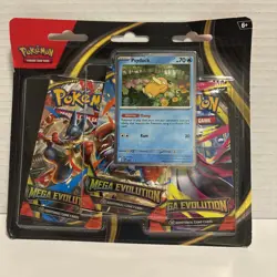 Pokemon TCG Mega Evolution 3-Pack Blister Card Psyduck Foil Promo NEW/Sealed - Image 1