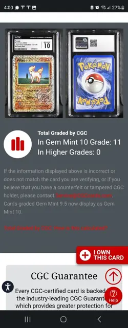 (TOP POP 11) CGC 10 GEM MINT Ponyta 87/110 REVERSE HOLO Legendary Pokemon Card - Image 5