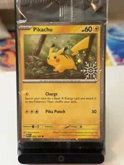 Pikachu 025/165 Holiday Calendar Cosmos Holo Stamped Promo Card SEALED - Image 1