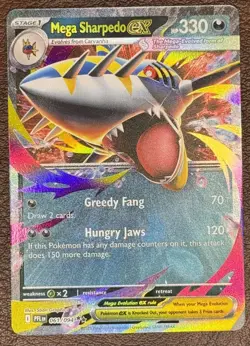 MEGA SHARPEDO EX 061/094 Phantasmal Flames NM Double Holo Rare Pokemon TCG Card - Image 1