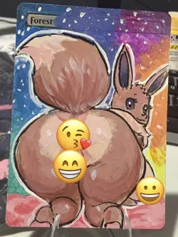 MTG Altered Art Anime Pokemon Eevee Hand Painted - Image 1