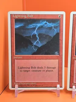 🔴🔴🔴 (5) 1995 MAGIC THE GATHERING 4TH EDITION LIGHTNING BOLT HEAVY PLAY 🔴🔴🔴 - Image 2