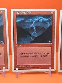 🔴🔴🔴 (5) 1995 MAGIC THE GATHERING 4TH EDITION LIGHTNING BOLT HEAVY PLAY 🔴🔴🔴 - Image 5