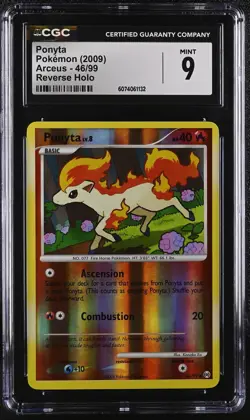CGC 9 MINT Ponyta 2009 Arceus 46/99 Reverse Holo Pokemon Card - Image 1