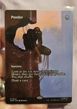 ?? MTG - Ponder - 0013 (Borderless) NON FOIL Spider Man MAR MYTHIC NM ?? - Image 1
