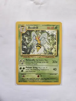 Pokemon TCG Beedrill Base Set, 17/102, Regular Non-Holo Rare, Vintage 1999 - Image 1