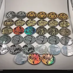 Lot of 33 Official Pokemon Jumbo Coins - Image 1