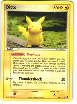 Ditto (Pikachu) Common Pokemon TCG Delta Species 63/113 MP - Image 1