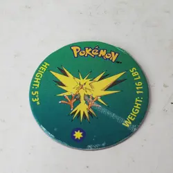 VTG 1999 Zapdos #145 Pokemon Pog Cardboard Coin Nintendo Battle Disc Replacement - Image 1