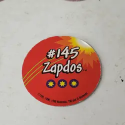 VTG 1999 Zapdos #145 Pokemon Pog Cardboard Coin Nintendo Battle Disc Replacement - Image 2