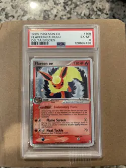 PSA 6 2005 POKEMON EX DELTA SPECIES #108 FLAREON EX-HOLO - Image 1