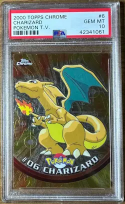 2000 Topps Chrome Pokemon TV Series 1 #6 Charizard PSA 10 Gem Mint - Image 1