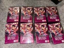 8x One Piece Card Game Double Pack Set 7 A Fist Of Divine Speed New Sealed - Image 1