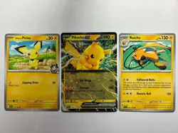 Pikachu Evolution Line Pokemon Cards Collection - Pichu Pikachu Raichu Gift Set - Image 1