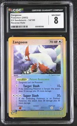 CGC 8 Zangoose 2003 EX Sandstorm 14/100 Reverse Holo Pokemon Card - Image 1