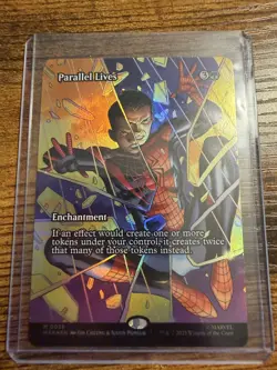Spider-Man MTG Magic The Gathering Eternal-Legal Borderless Parallel Lives Foil - Image 1