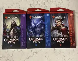 Innistrad Crimson Vow Theme Booster Magic The Garthering Set of 3 Black Blue Red - Image 1