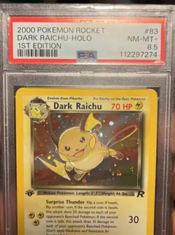 2000 Pokemon Dark Raichu 1st Edition Holo 83/82 PSA 8 NM-MT WOTC - Image 1
