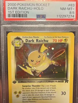 2000 Pokemon Dark Raichu 1st Edition Holo 83/82 PSA 8 NM-MT WOTC - Image 3