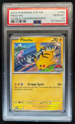 2024 Pokemon World Champions Pikachu Promo #190 PSA 10 - Image 1